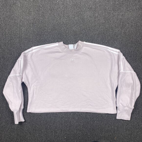 Adidas Cropped Sweatshirt Women's Ice Purple Embossed Emblem DH4656 Size Large - Picture 5 of 6